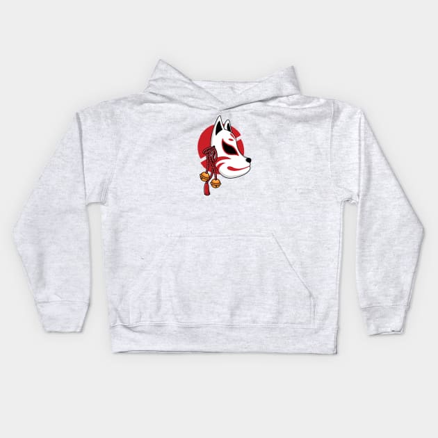 Japanese kitsune mask Kids Hoodie by Starkey Store